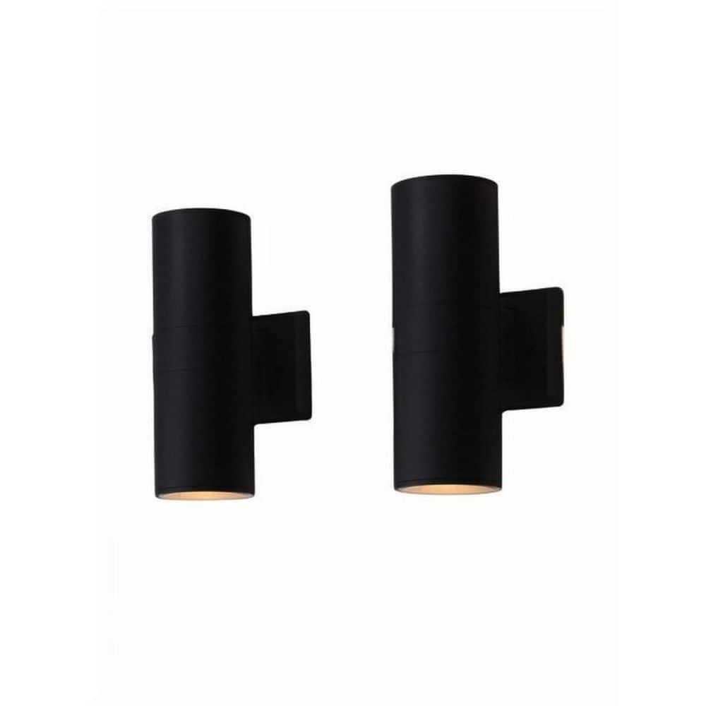 Modern Outdoor Cylinder Wall Lights 11.81 in. Up Down Lights, Matte Black Waterproof Garden Stake, Aluminum (2 Pack) price history on PriceWatchPro