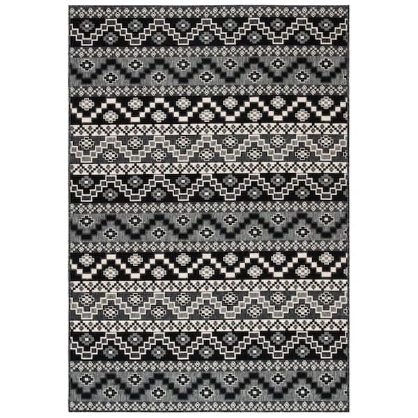 Veranda Black/Beige 3 ft. x 5 ft. Aztec Tribal Indoor/Outdoor Area Rug