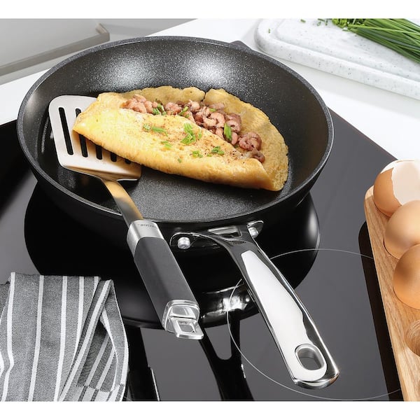 9.5 in Non-Stick Frying Pan w/ Detachable Handle Lid Skillet Fit