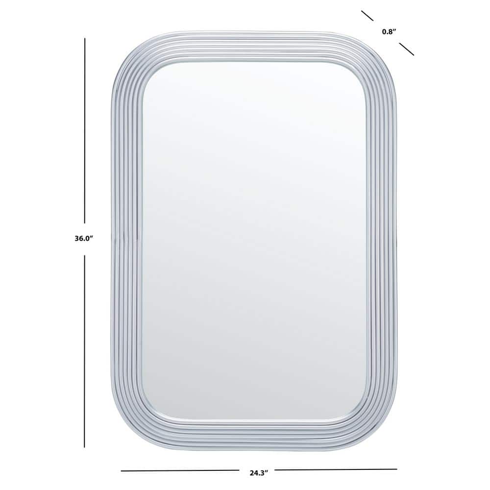 Ahna Striated Silver Rectangular Wood Frame Mirror 24"x36"