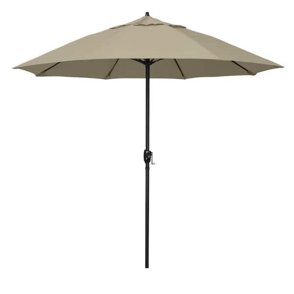 California Umbrella 9 ft. Bronze Aluminum Market Patio Umbrella with Fiberglass Ribs and Auto Tilt in Beige Pacifica