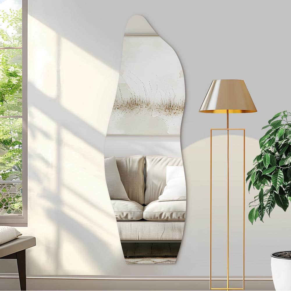 Dovelina 21 in. W x 64 in. H Unique Irregular Shaped Mirror Frameless ...