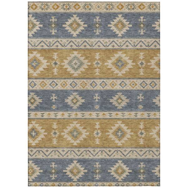Chantille Machine Washable Indoor/Outdoor Abstract ACN3126 Gold 8 ft. x 10 ft. Area Rug