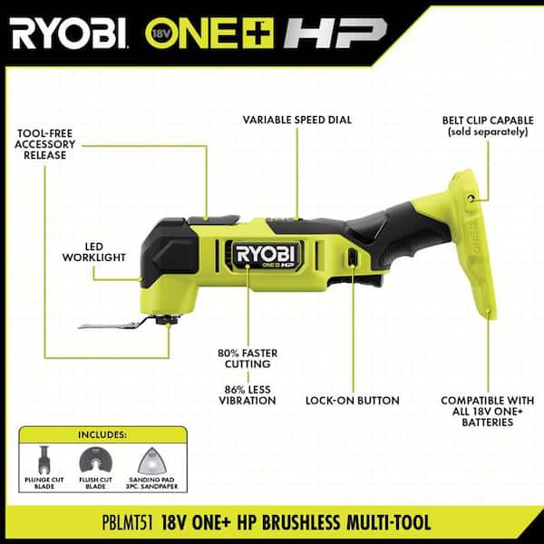 ONE+ HP 18V Brushless Cordless Oscillating Multi-Tool with FREE 2.0 Ah HIGH PERFORMANCE Battery