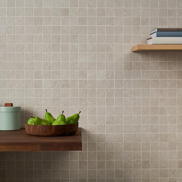 Monolith Crema Beige 11.81 in. x 11.81 in. Matte Porcelain Mosaic Floor and Wall Tile (0.96 Sq. Ft./Each)