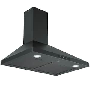 30 in. 440 CFM Convertible Wall Mount Pyramid Range Hood with LED Lights in Matte Black