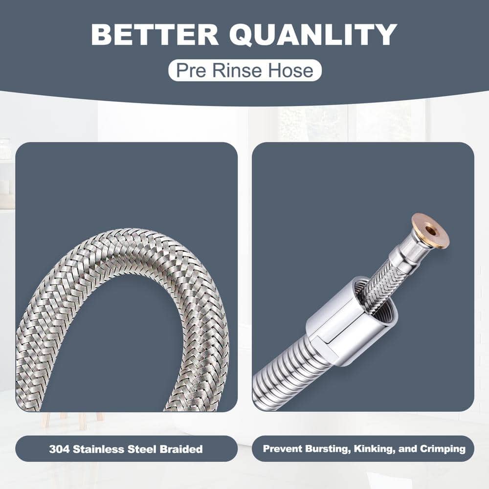18.5 Inch Polished Chrome Stainless Steel Kitchen Sink Sprayer Hose