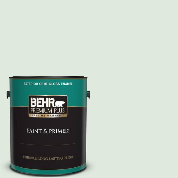 BEHR PREMIUM PLUS 1 gal. #460E-1 Meadow Light Semi-Gloss Enamel Exterior Paint & Primer