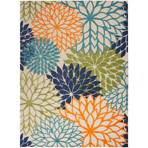 Aloha Multicolor 9 ft. x 12 ft. Floral Contemporary Indoor/Outdoor Area Rug