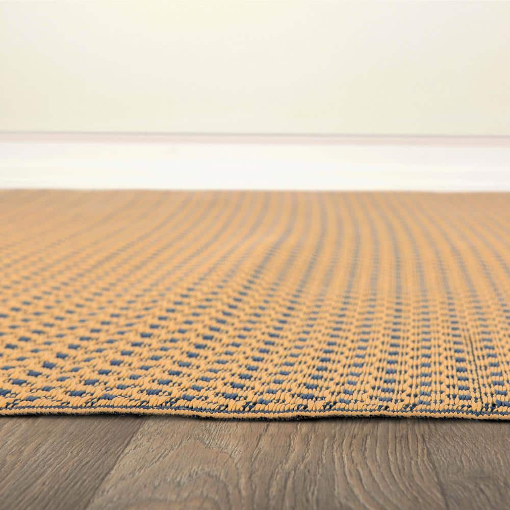 Navy 5' x 7' Reversible Synthetic Flat Woven Rug