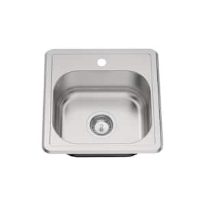 15 x 15 Small Sink Fortuna Drop in Kitchen, Bar and RV Stainless Steel Single Sink Bowl