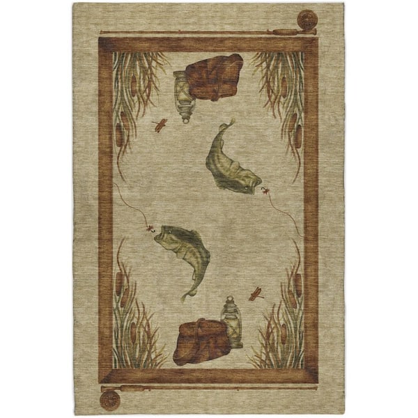 Dream Shag Premium Machine Washable Abstract ADS145 Khaki 5 ft. x 7 ft. 6 in. Area Rug