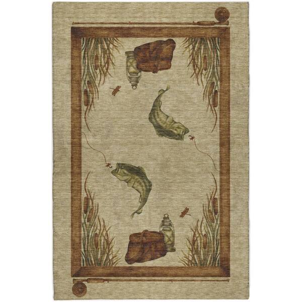 Dream Shag Premium Machine Washable Abstract ADS145 Khaki 9 ft. x 12 ft. Area Rug