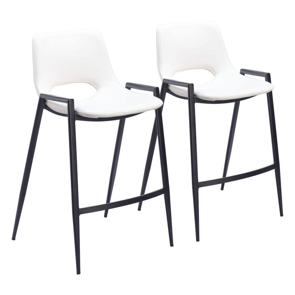 Desi White and Black Vinyl Counter Stools Set of 2