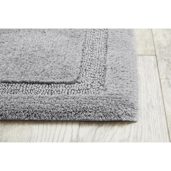 StyleWell Stone Gray 25 in. x 40 in. Non-Skid Cotton Bath Rug with Border  (Set of 2) HMT430_R_Stone - The Home Depot