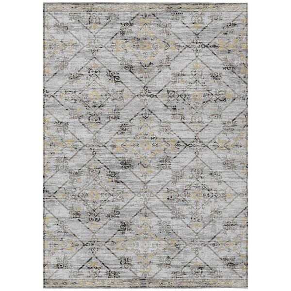 Chantille Machine Washable Indoor/Outdoor Abstract ACN2665 Silver 10 ft. x 14 ft. Area Rug