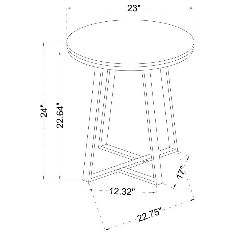 Hugo Round White Faux Marble and Black Metal End Table