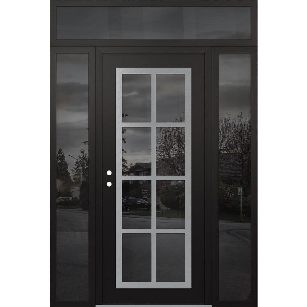 C16 60 in. x 96 in. Silver P Right-Hand/Inswing Mirrored Glass Black/Black 2 Sidelite + Transom Steel Prehung Front Door price history on PriceWatchPro