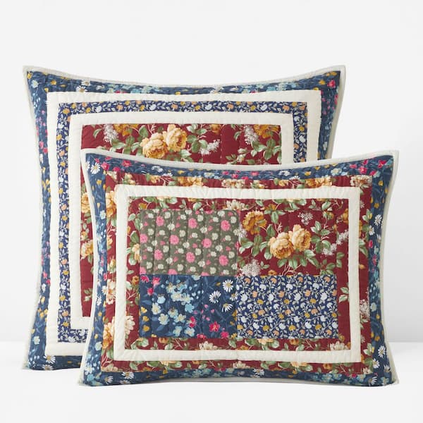 Company Cotton Aahana Patchwork Quilted Navy Cotton Standard Sham