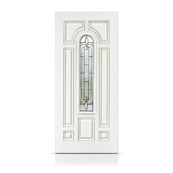 CALHOME 36 in. x 80 in. Reversible Decorative Glass White Modern Exterior Fiberglass Front Door Slab Door Slab Only