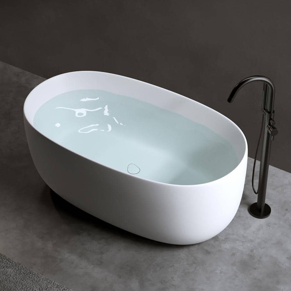 47 in. x 25.6 in. Stone Resin Solid Surface Freestanding Double Slipper Soaking Bathtub in White with Pop-Up Drain price history on PriceWatchPro