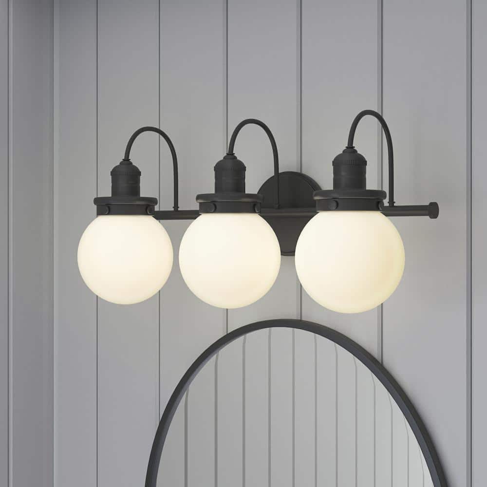 Ella Matte Black 3-Light Industrial Vanity Fixture