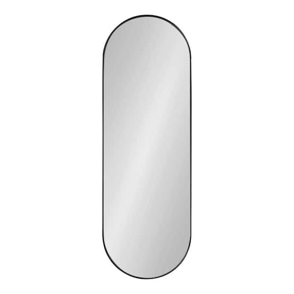 Kate and Laurel Rollo 48 in. x 16 in. Modern Oval Black Framed Decorative Wall Mirror