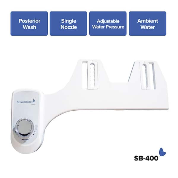 SmartBidet Non-Electric Bidet Attachment with Single Nozzle (Posterior Wash) and Cold Water in White