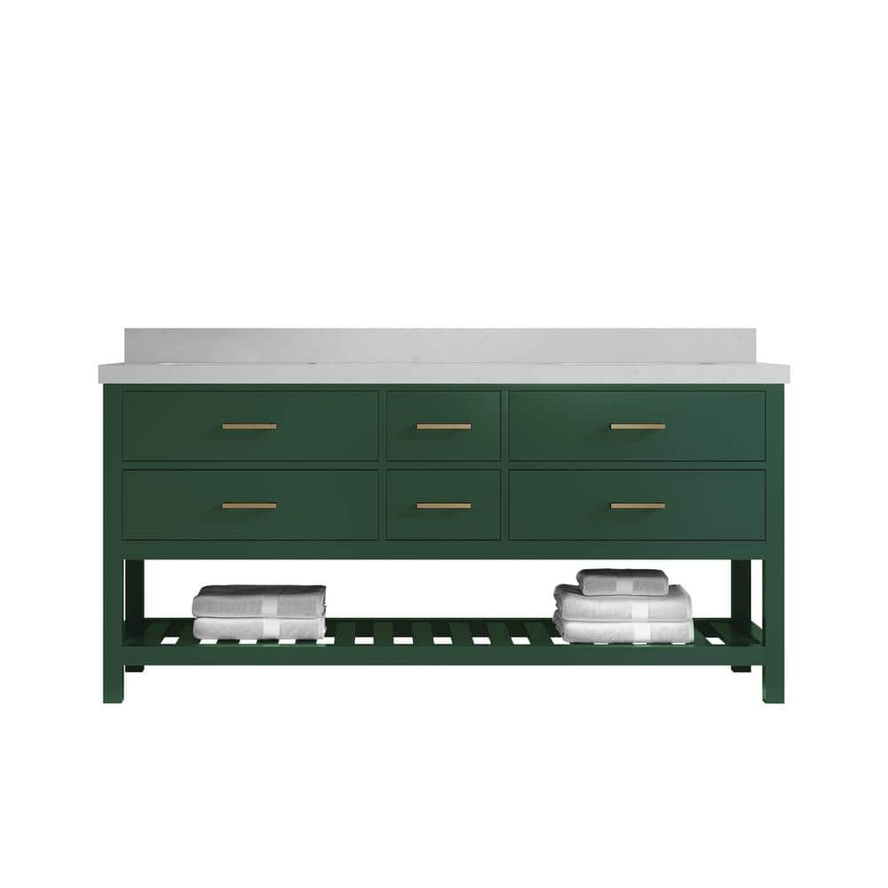 Parker 72 in. W x 22 in. D x 36 in. H Double Sink Bath Vanity in Lafayette Green with 2 in. Carrara Quartz Top price history on PriceWatchPro