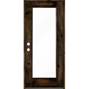 36 in. x 80 in. Rustic Knotty Alder Full-Lite Right-Hand/Inswing Clear Glass Black Stain Single Wood Prehung Front Door