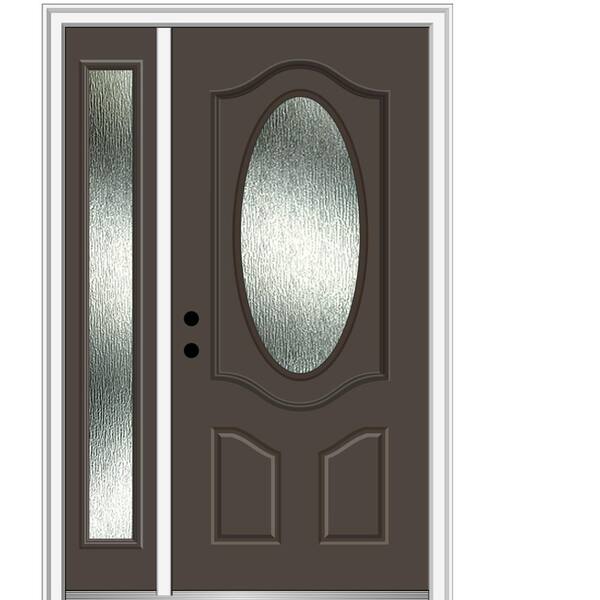 MMI Door Rain Glass 50 in. x 80 in. Right-Hand Inswing Brown Fiberglass Prehung Front Door on 4-9/16 in. Frame
