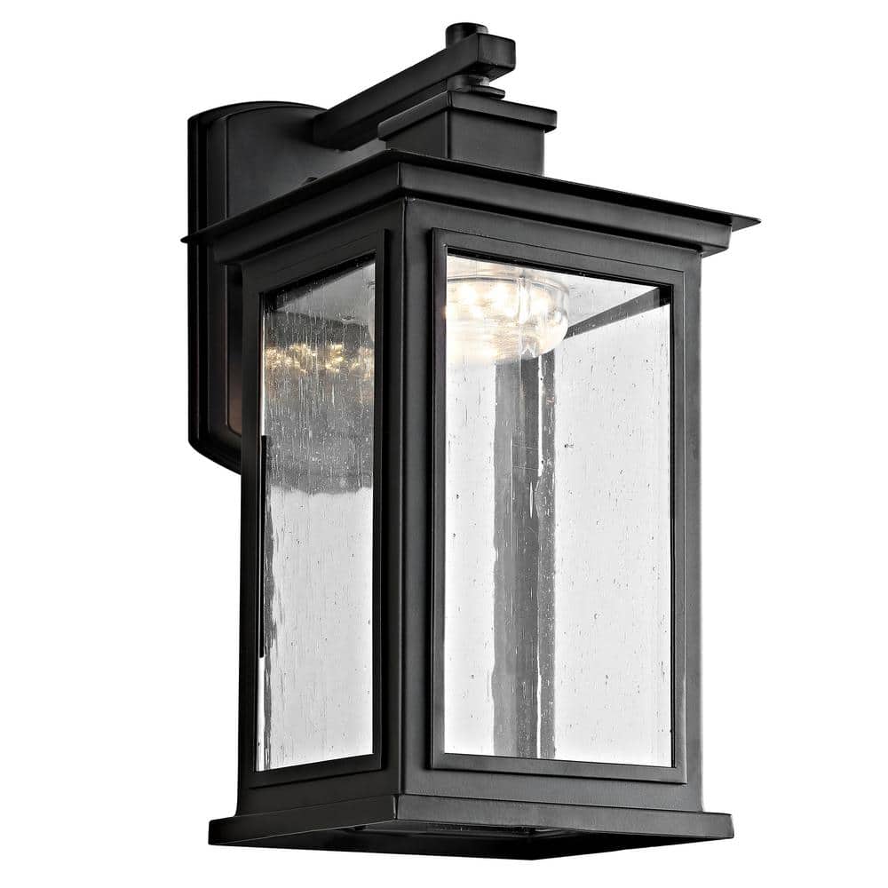 Elegant Bronze Rectangular Outdoor Wall Lantern with Seeded Glass