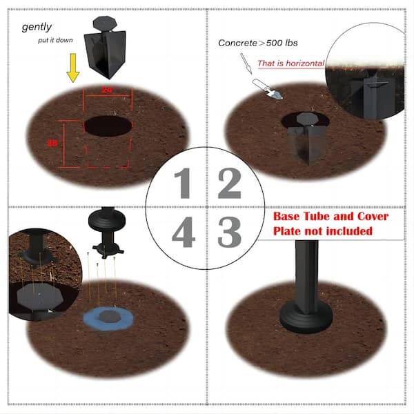 Patio Umbrella Base in Ground in Black