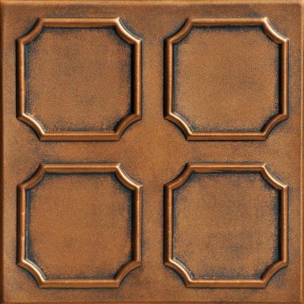 A La Maison Ceilings Bostonian 1.6 ft. x 1.6 ft. Glue Up Foam Ceiling Tile in Antique Bronze
