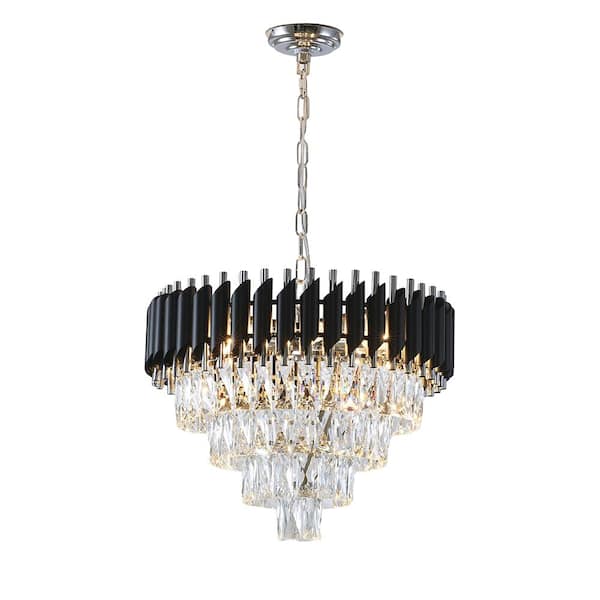 Simon 8-Light Dimmable Integrated LED Black and Chrome Crystal Crystal  Empire Chandelier for Living Room GL410C20CH - The Home Depot