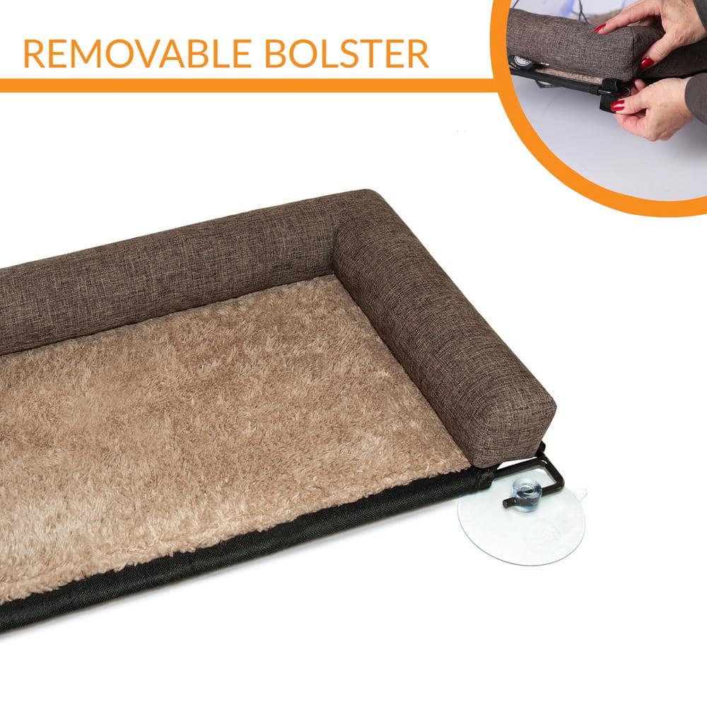 Medium Chocolate EZ Mount Kitty Sill Deluxe with Bolster Bed
