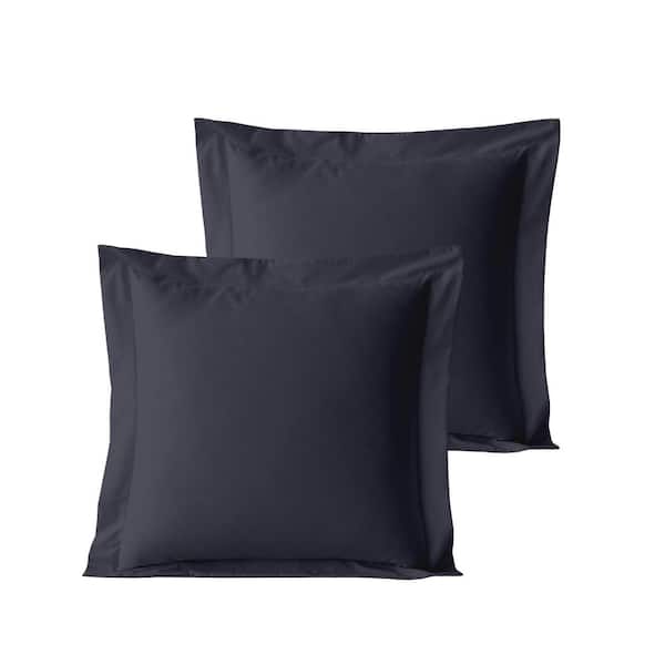 Delara Dark Grey Solid 100% Organic Cotton, 26 in. x 26 in., Smooth and Breathable, Super Soft Euro Shams (Pack-2)