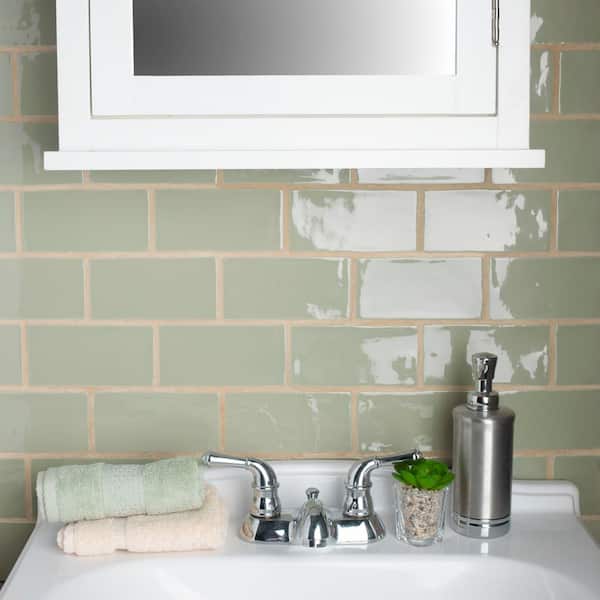 Merola Tile Chester Sage 3 in. x 6 in. Ceramic Wall Subway Tile (6.02 sq. ft. / Case)