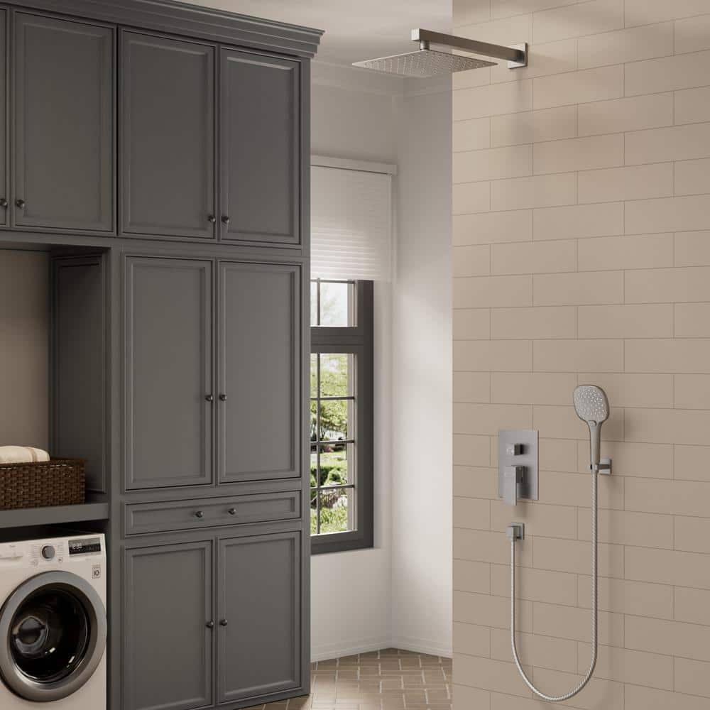 Nickel Wall Mounted Adjustable Rain Shower System with Handheld