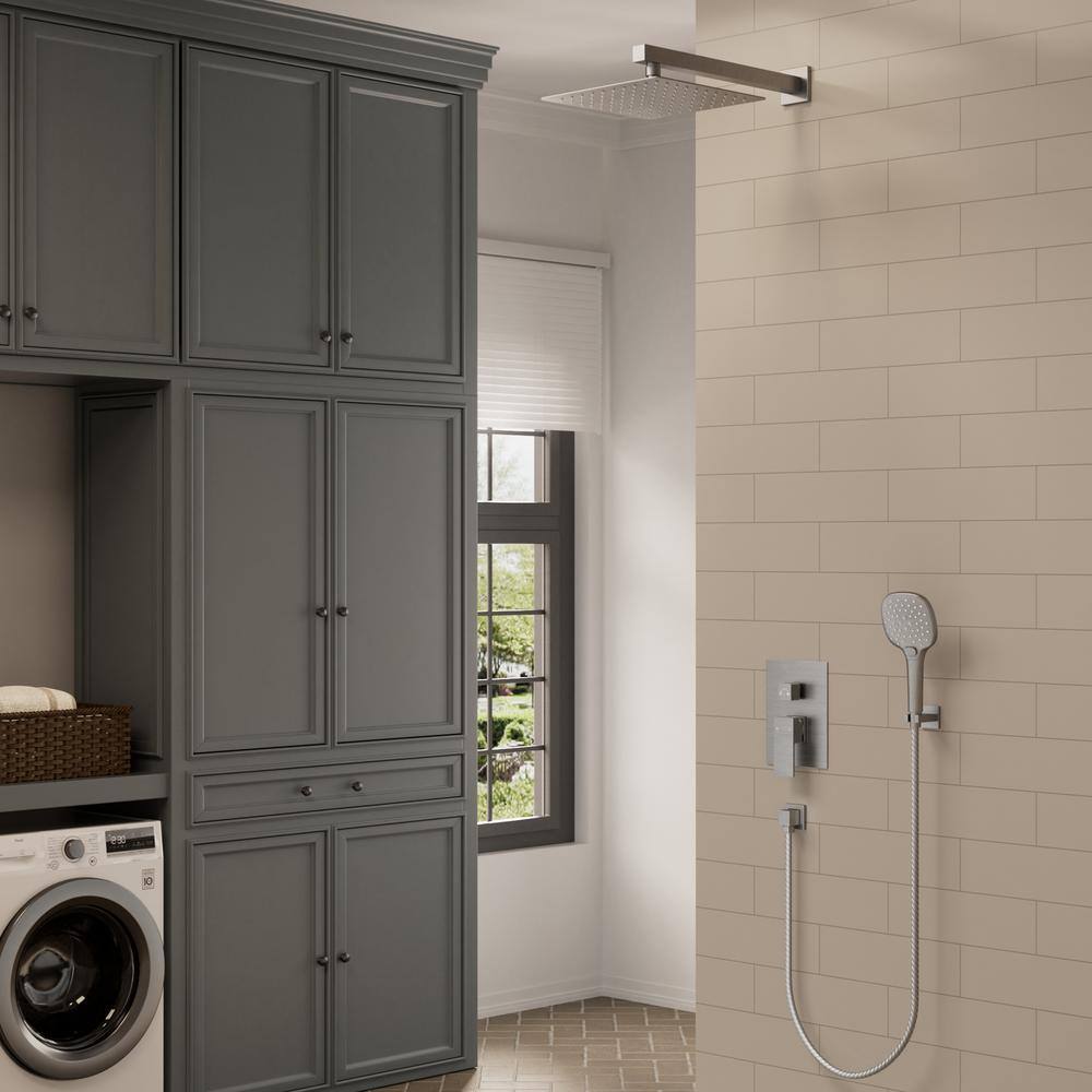 Nickel Wall Mounted Adjustable Rain Shower System with Handheld