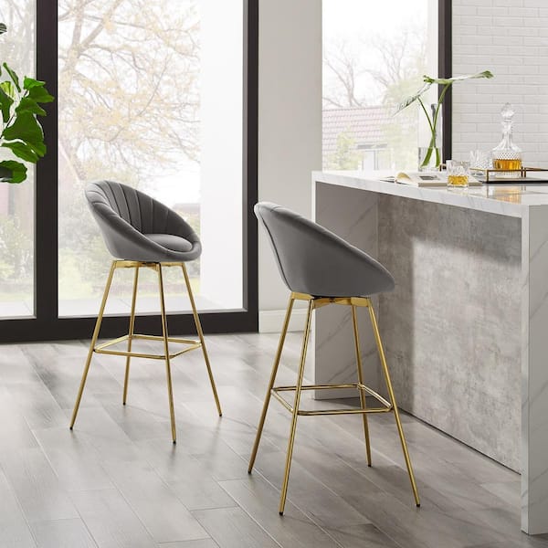 Round velvet bar stools hot sale