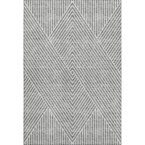 Addison Rugs Mayfield Premium Machine Washable Abstract AMF937 Gray 3 ft. x 5 ft. Area Rug