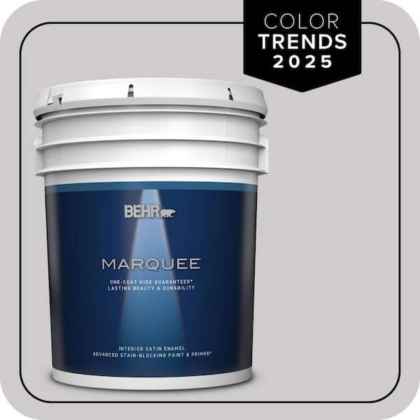 BEHR MARQUEE 5 gal. #MQ3-28 Rock Crystal One-Coat Hide Satin Enamel Interior Paint & Primer