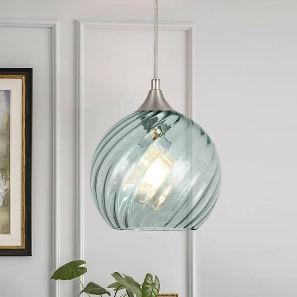 Jasslynn 40W 1 Light Brushed Nickel Pendant with Globe Glass Shade 7.87 in. Modern Island Pendant Light No Bulb Included