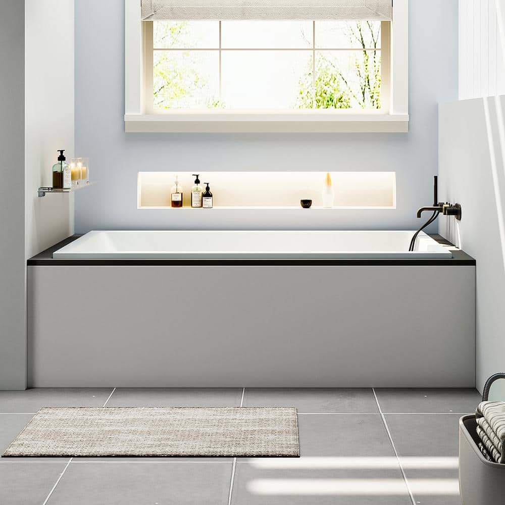 Teddy 59-Inch Glossy White Acrylic Drop-In Bathtub