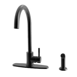 Single Handle High Spout Stainless Steel Kitchen Faucet with Matching Quick Connect Side Sprayer in Matte Black