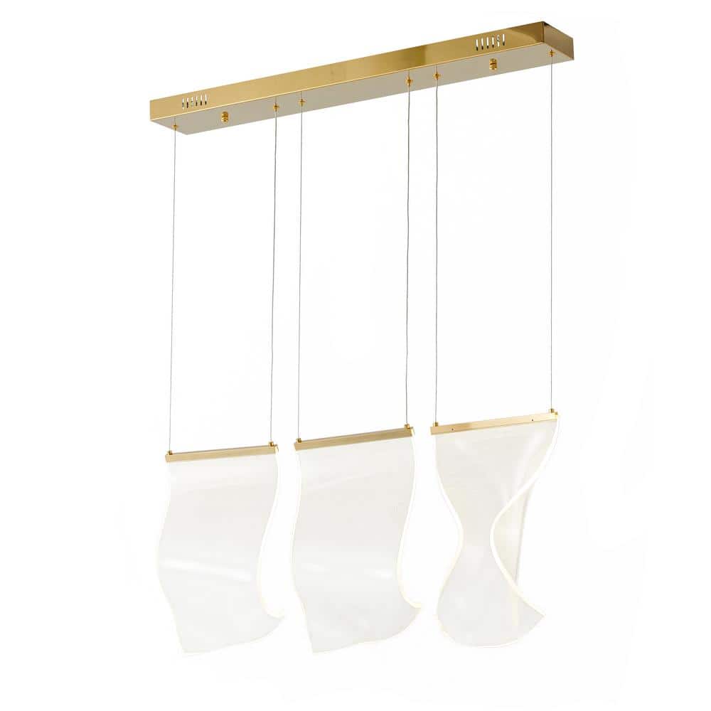 3-Light Gold Statement Integrated LED Pendant Light