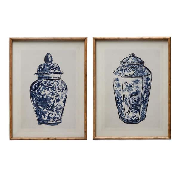 Storied Home 2-Piece Wood Framed Ginger Jar Art Print 27.5 in. x 21.62 in .