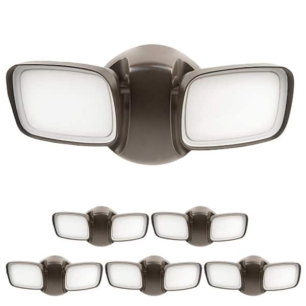 Feit Electric 40-Watt Bronze Dusk to Dawn Photocell Sensor Security Outdoor Integrated LED Flood Light w/ Adjustable Dual Head 6-Pack