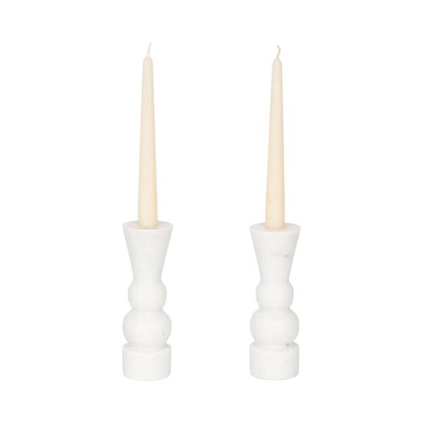 Maleea White Stone Candle Holder 2-Pack